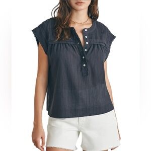 FAHERTY Ellsworth Top in Washed Black size S